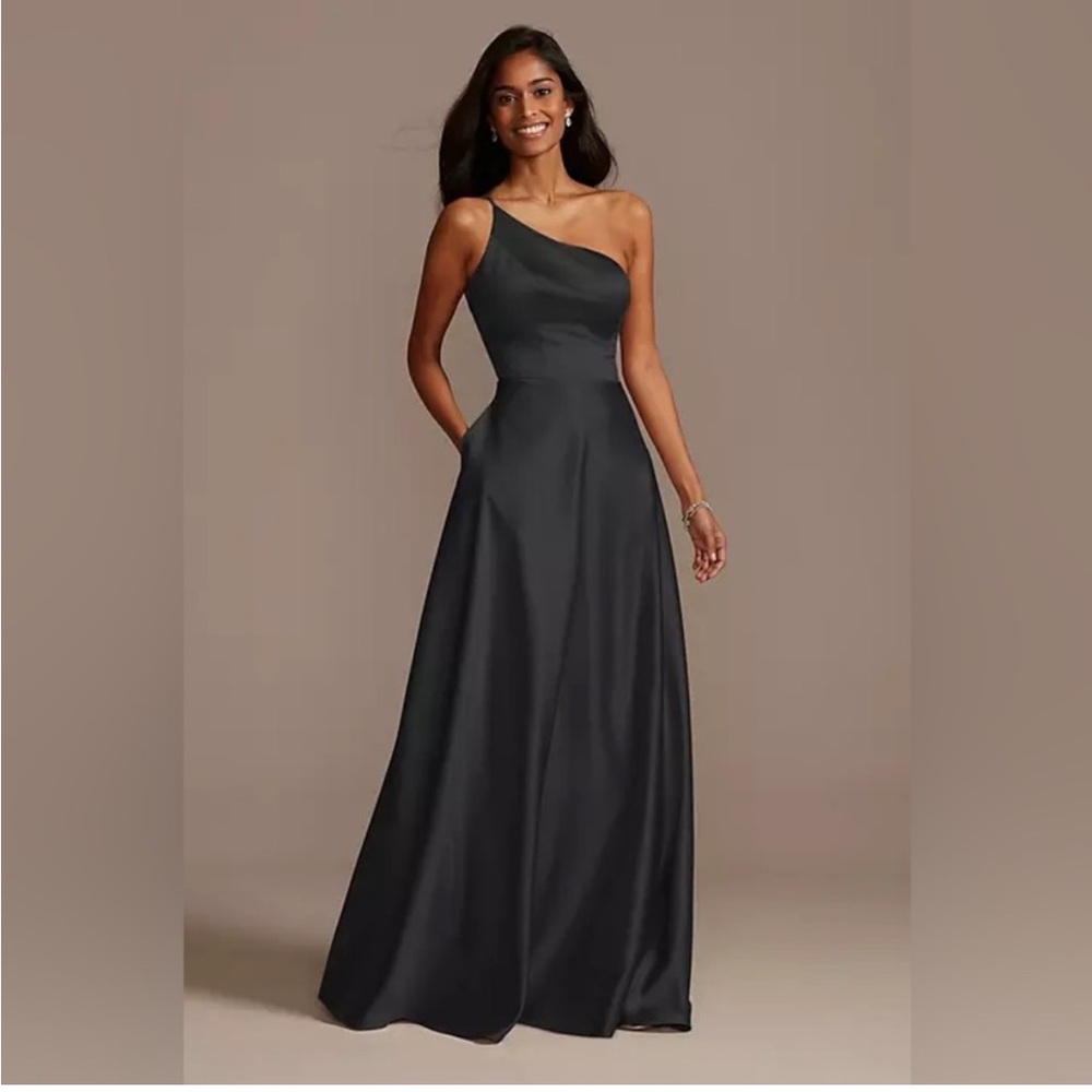 David’s Bridal Celebrate DB One Shoulder Satin A-Line 14